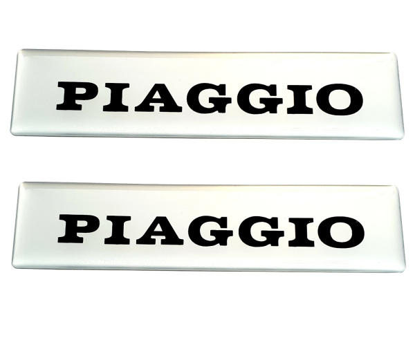 2x Piaggio Schriftzug 3D Tanksticker 115x28mm aluminiumisiert  -CIF-