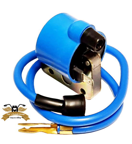 Zündspule extern 6V blau mit Zündkabel Ciao, Vespa SI, Bravo, EC1, -OEM-