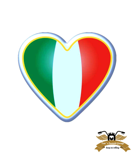 Sticker 3D selbstklebend Italia Tricolore Herzform 40x40mm Wappen