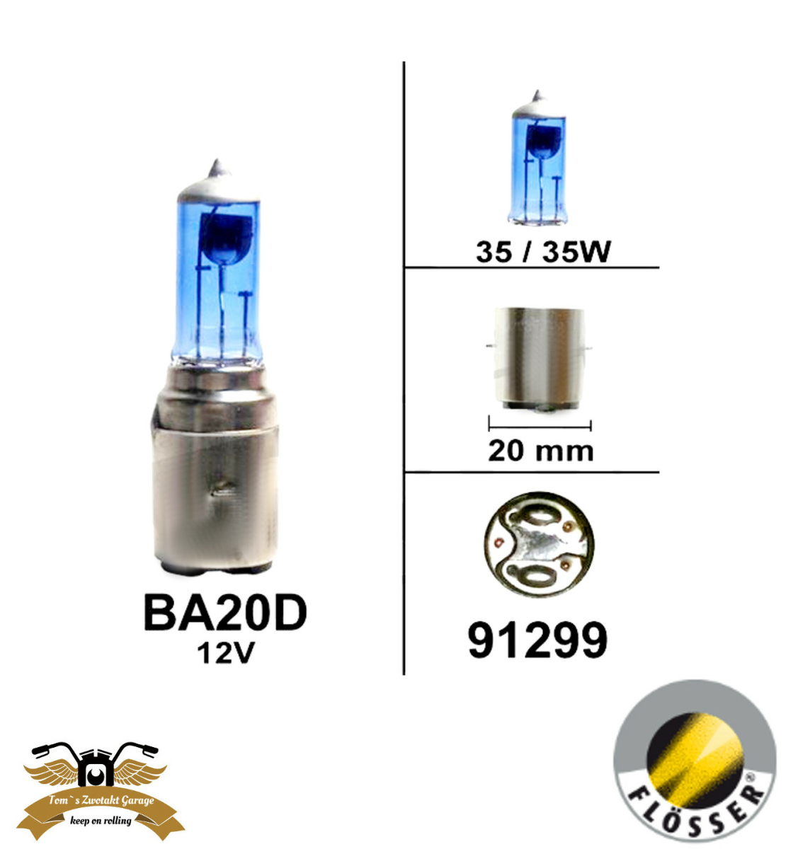 BA20D 12V 35/35 Halogen Flösser KFZ >> Zwotakt Garage, 6,90