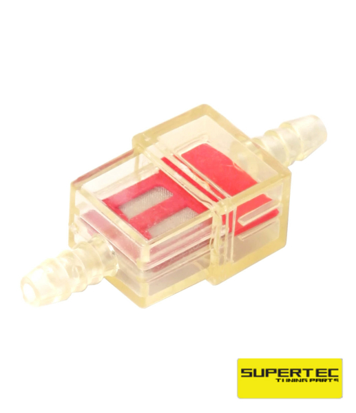 Benzinfilter Kunststoff rot / gelb transparent Anschluß 6mm Supertec