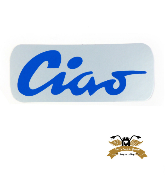 Ciao Schriftzug Tankaufkleber Sticker Tank Logo blau klein 70x28mm