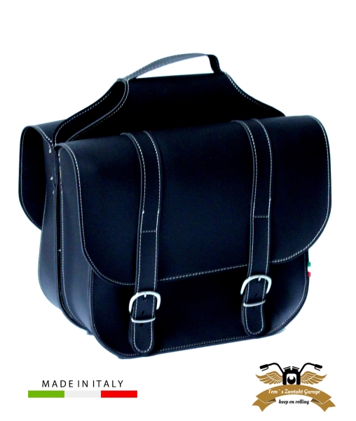 Satteltasche Doppeltasche schwarz Kunstleder mit Halter Ciao, Bravo, SI